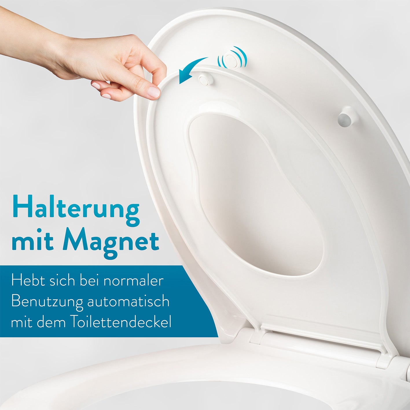 Kinder-Toilettendeckel - Weiß mit abnehmbarem magnetischem Kindersitz für hygienische, einfache Reinigung und farbechtes Design.
