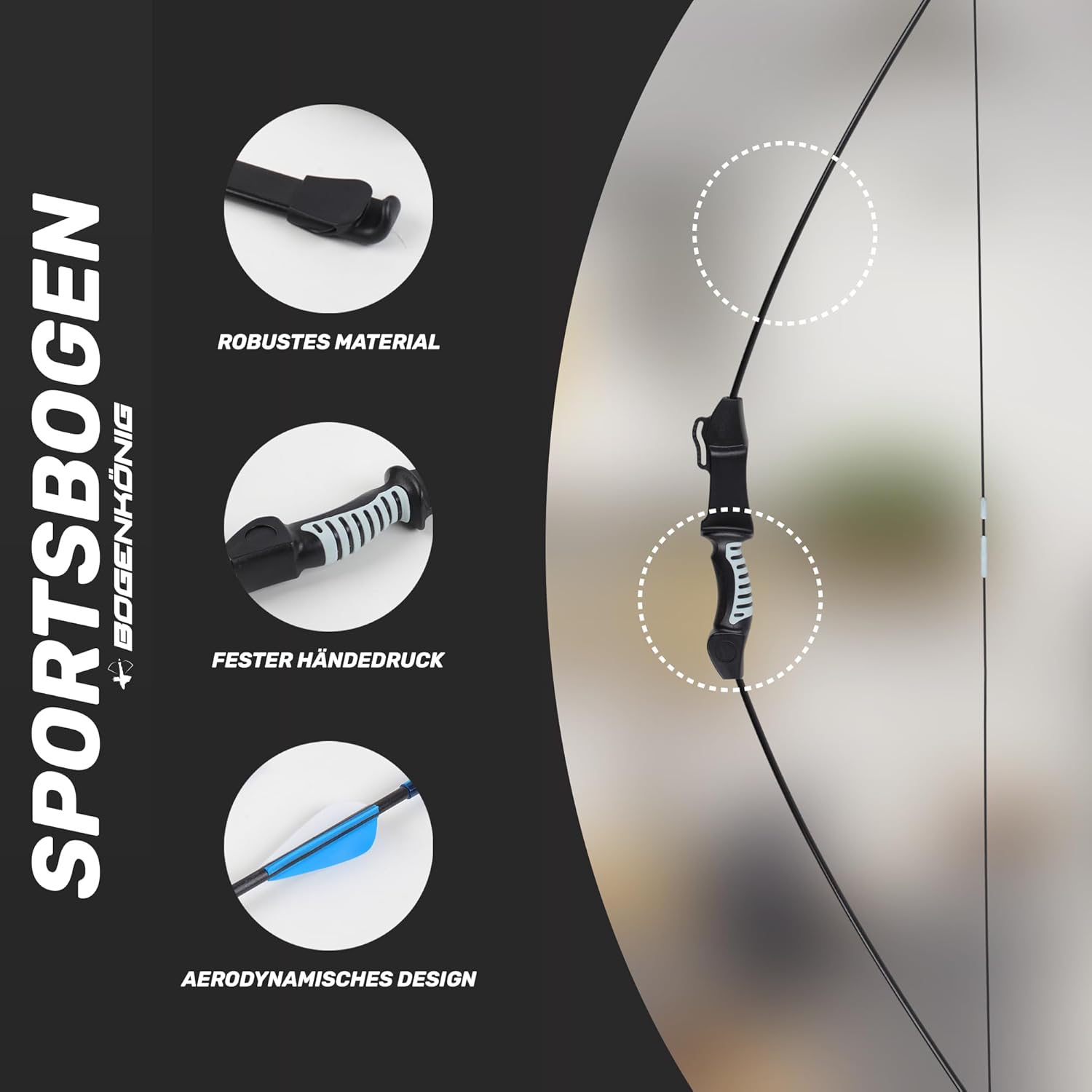 Sportbogen-Einsteigerset mit 6 Pfeilen - ideal für Kinder ab 7 J.