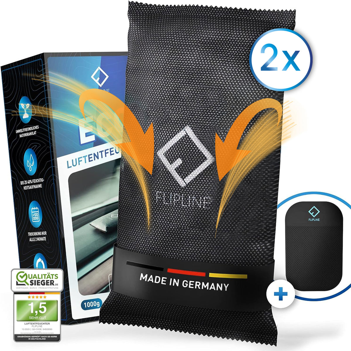 Auto-Luftentfeuchter Set (2 x 1 kg) mit Anti-Rutsch-Pad