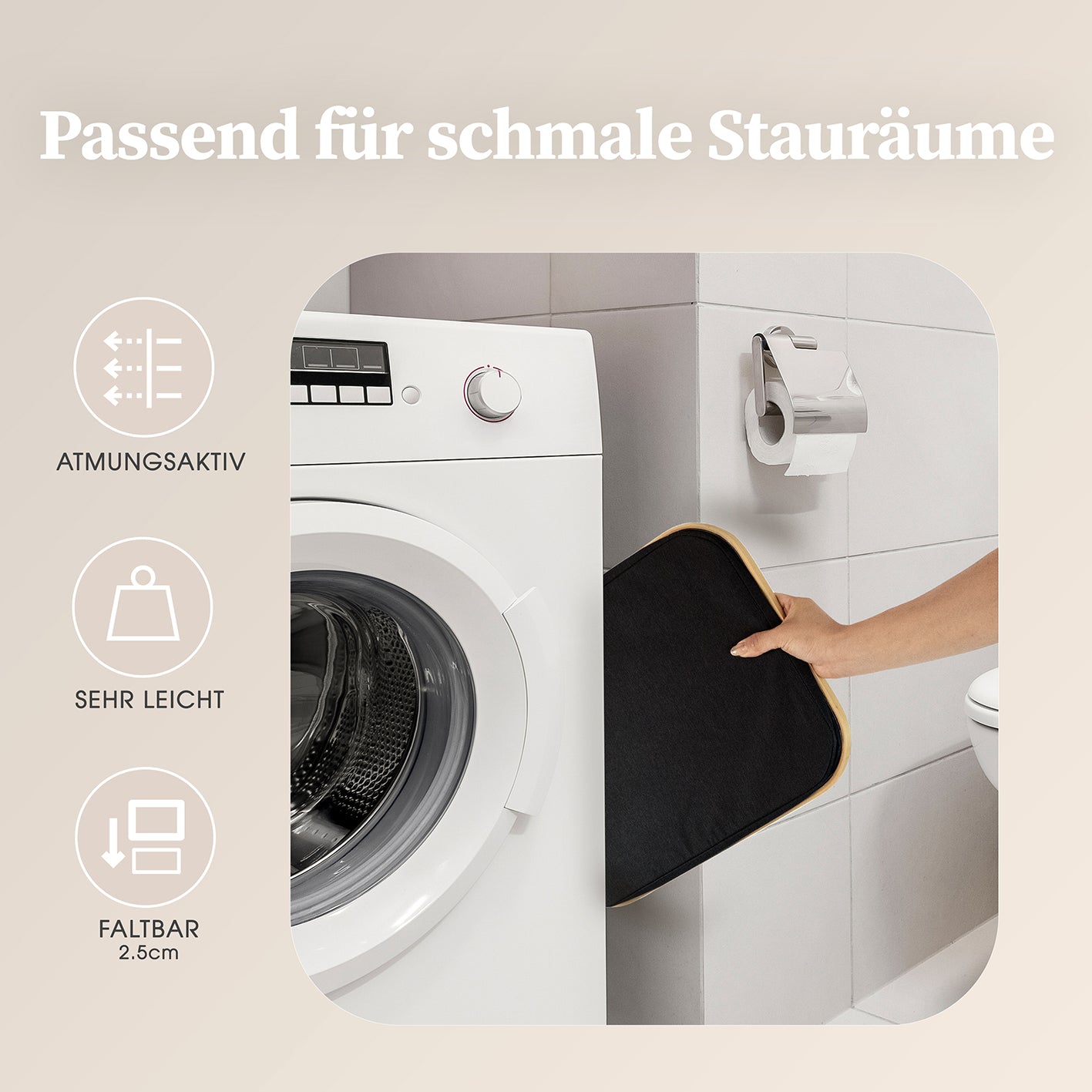Aufbewahrungskorb "Adrian" 40 l - Schwarz, faltbar, atmungsaktiv und platzsparend, ideal für schmale Stauräume.