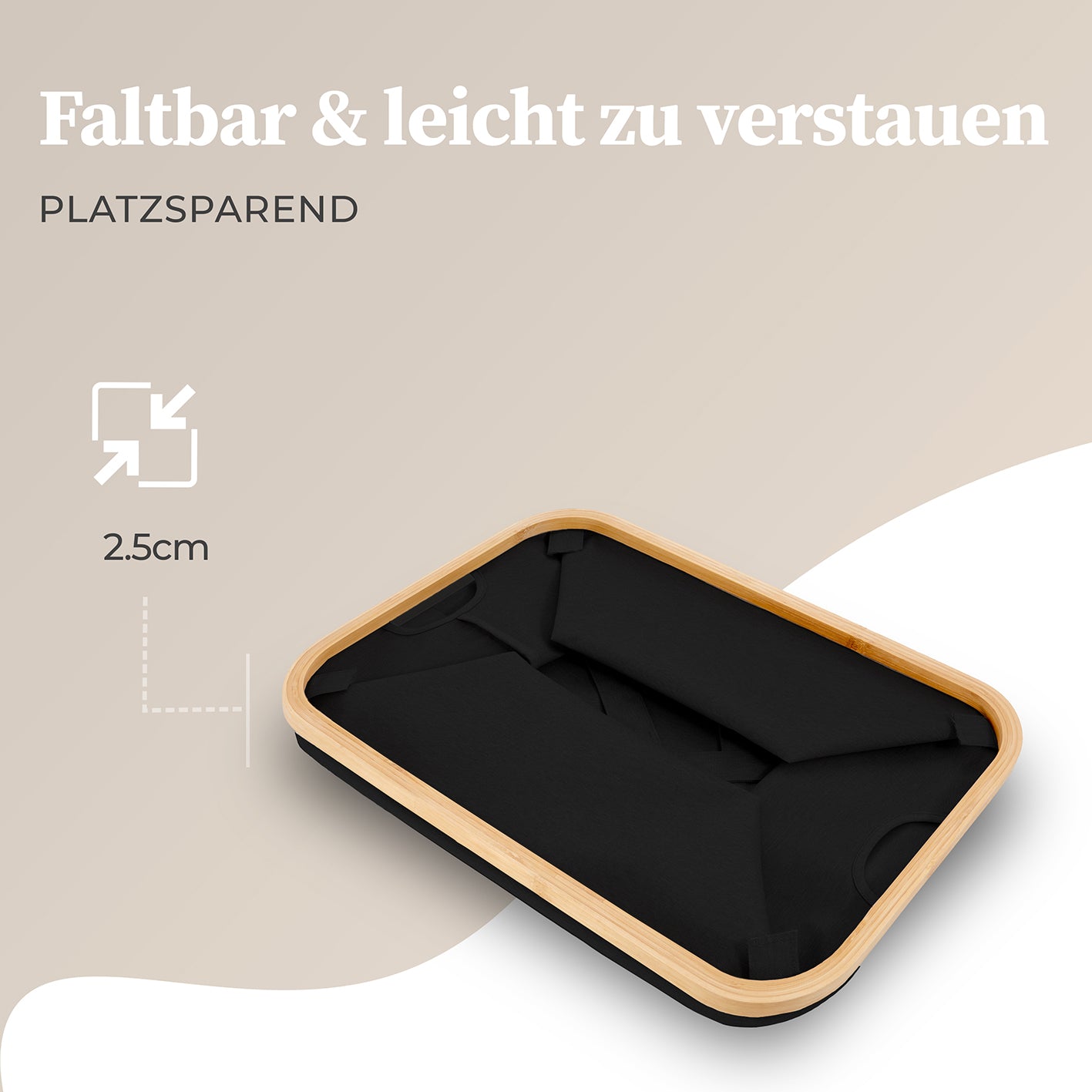 Aufbewahrungskorb "Adrian" 40 l in Schwarz, faltbar, platzsparend mit robustem Bambusrahmen, ideal für Wäsche und Ordnung im Haushalt.