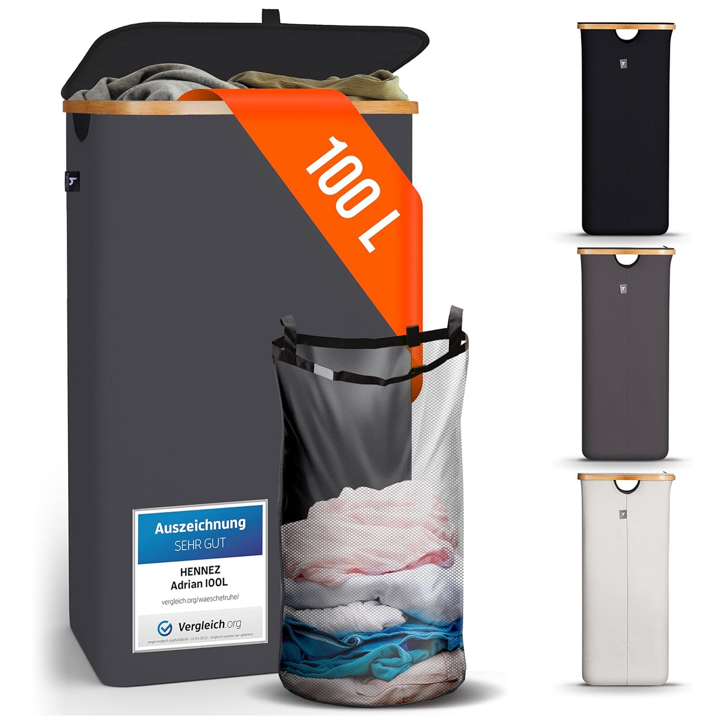 Optimaler Alltags-Organizer: der faltbare Wäschekorb mit Bambusrahmen!