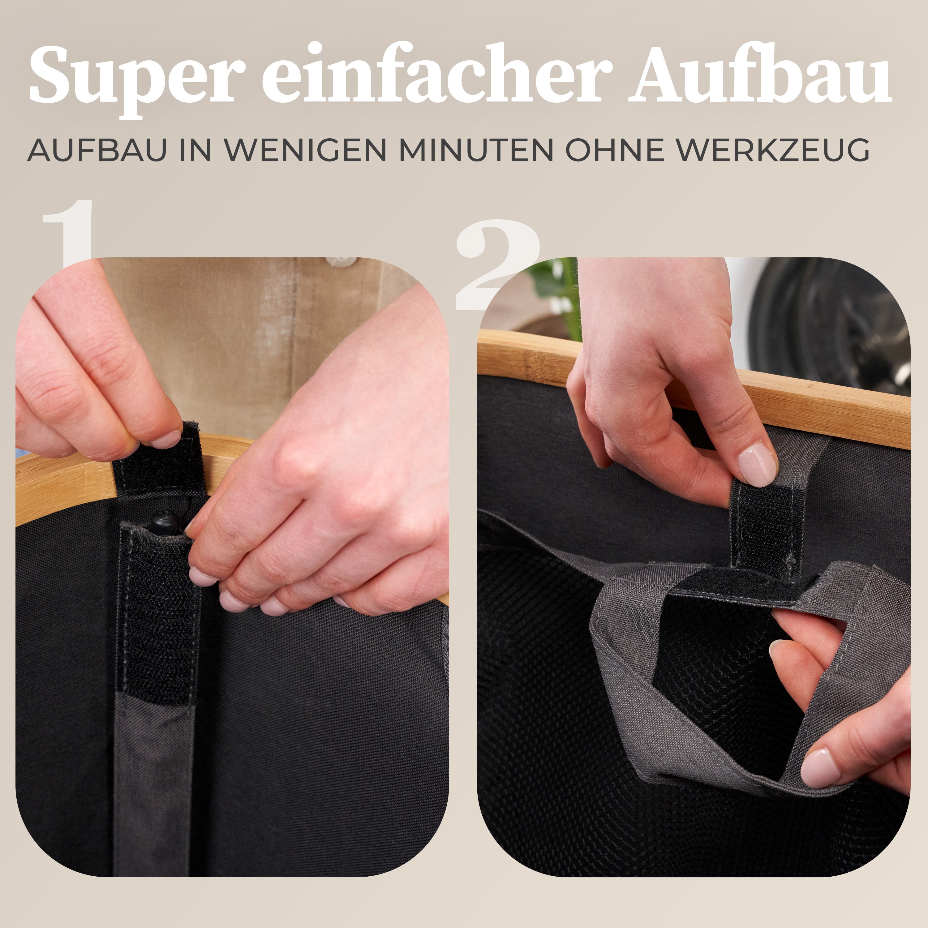 Aufbewahrungskorb "Adrian" 140 l mit Deckel in Dunkelgrau, einfacher Aufbau und praktischer Wäschesortierer mit Trennelementen.