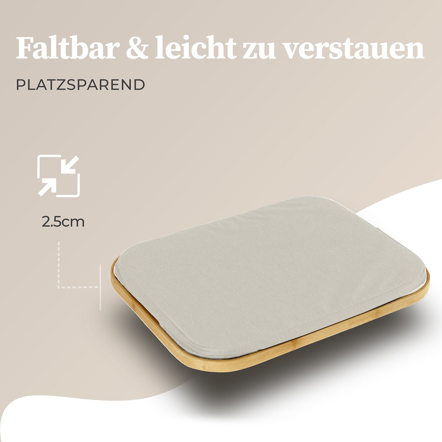 Aufbewahrungskorb "Adrian" 40 l beige/grau, faltbar auf 2,5 cm, platzsparend mit stabilem Bambusrahmen.