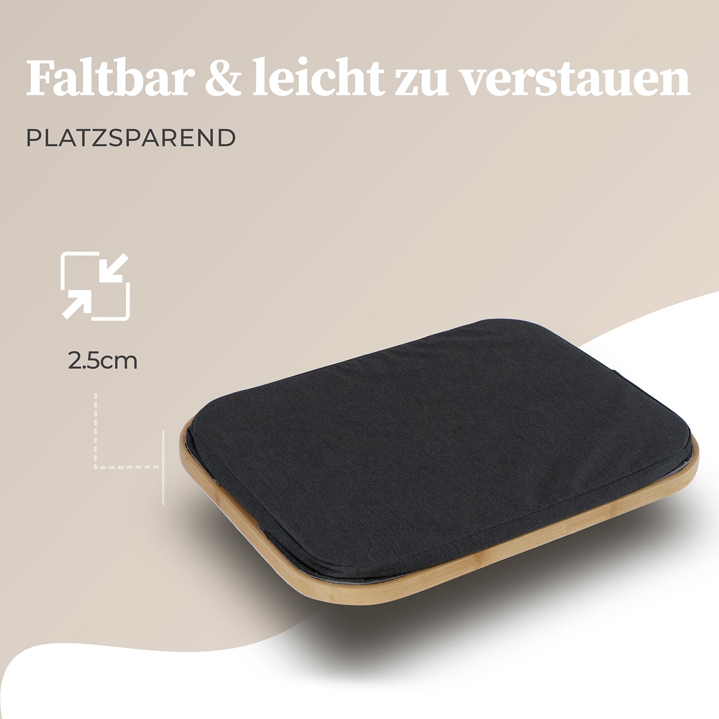 Aufbewahrungskorb "Adrian" 40 l dunkelgrau, faltbar und platzsparend mit stabilem Bambusrahmen, leicht zu verstauen.