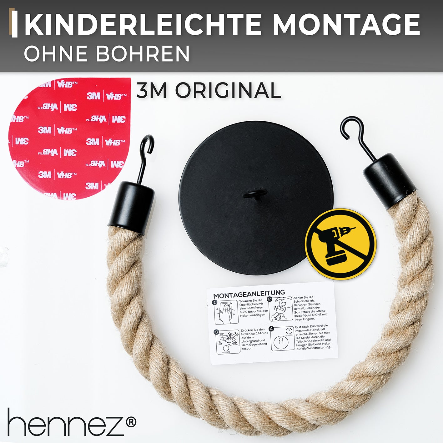 Toilettenpapierhalter ohne Bohren - Mattschwarz
