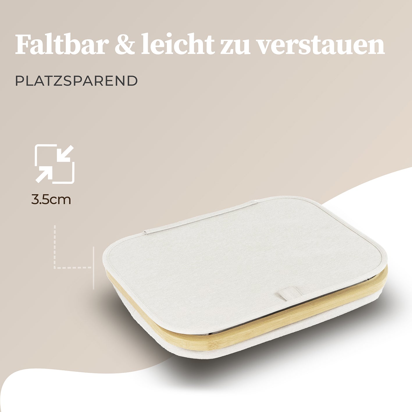 Aufbewahrungskorb "Adrian" 40 l mit Deckel, beige, faltbar und platzsparend auf 3,5 cm flach zusammenlegbar.
