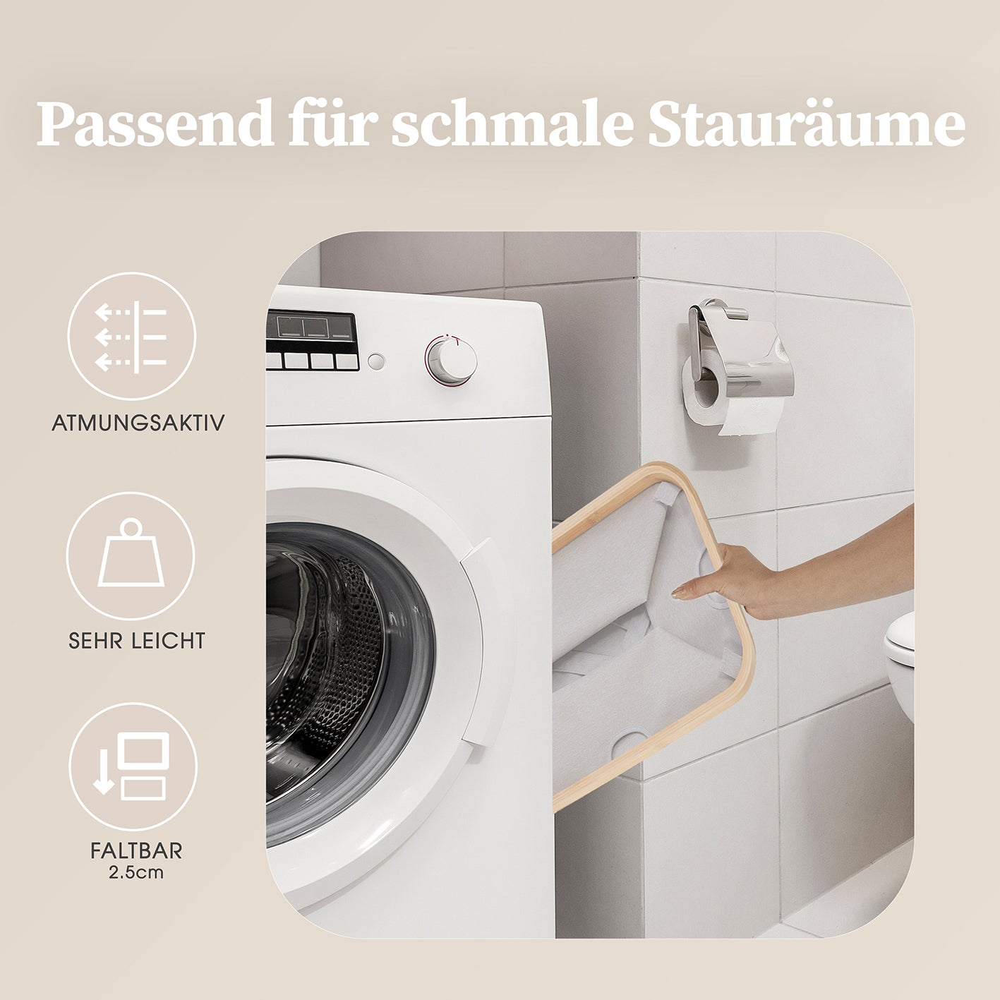 Aufbewahrungskorb "Adrian" 60 l - Beige/Hellgrau