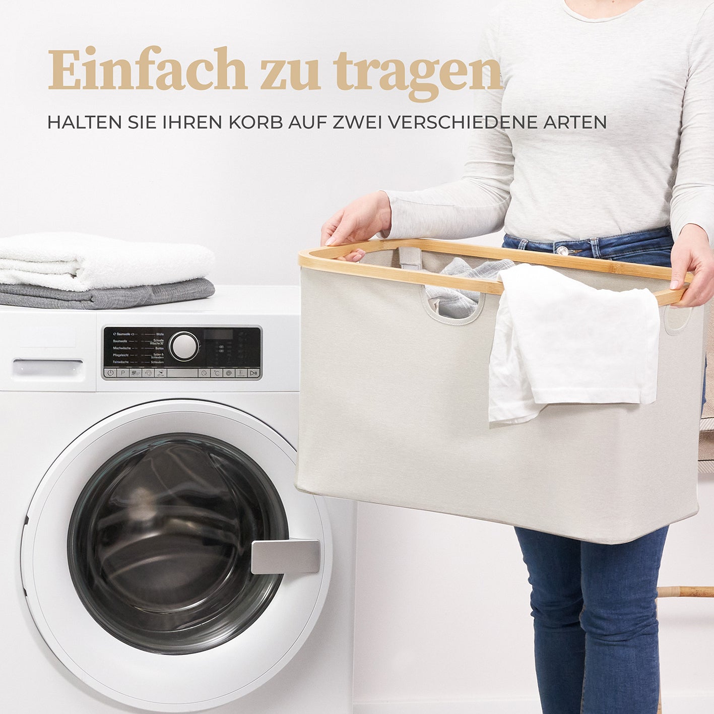 Aufbewahrungskorb "Adrian" 60 l - Beige/Hellgrau