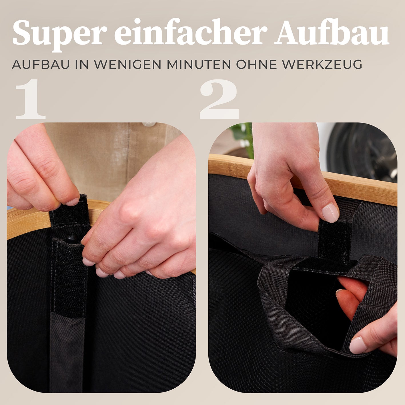 Aufbewahrungskorb "Adrian" 140 l mit Deckel & 2 Fächern in Schwarz, leichter Aufbau ohne Werkzeug, stabil und praktisch.