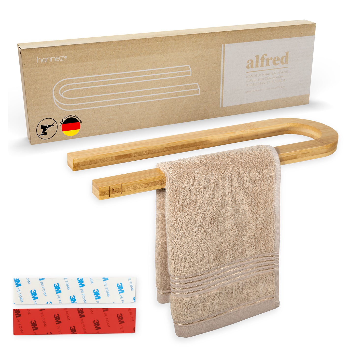 Schnell montiert, echt stylish: die Hennez Handtuchstange ohne Bohren!