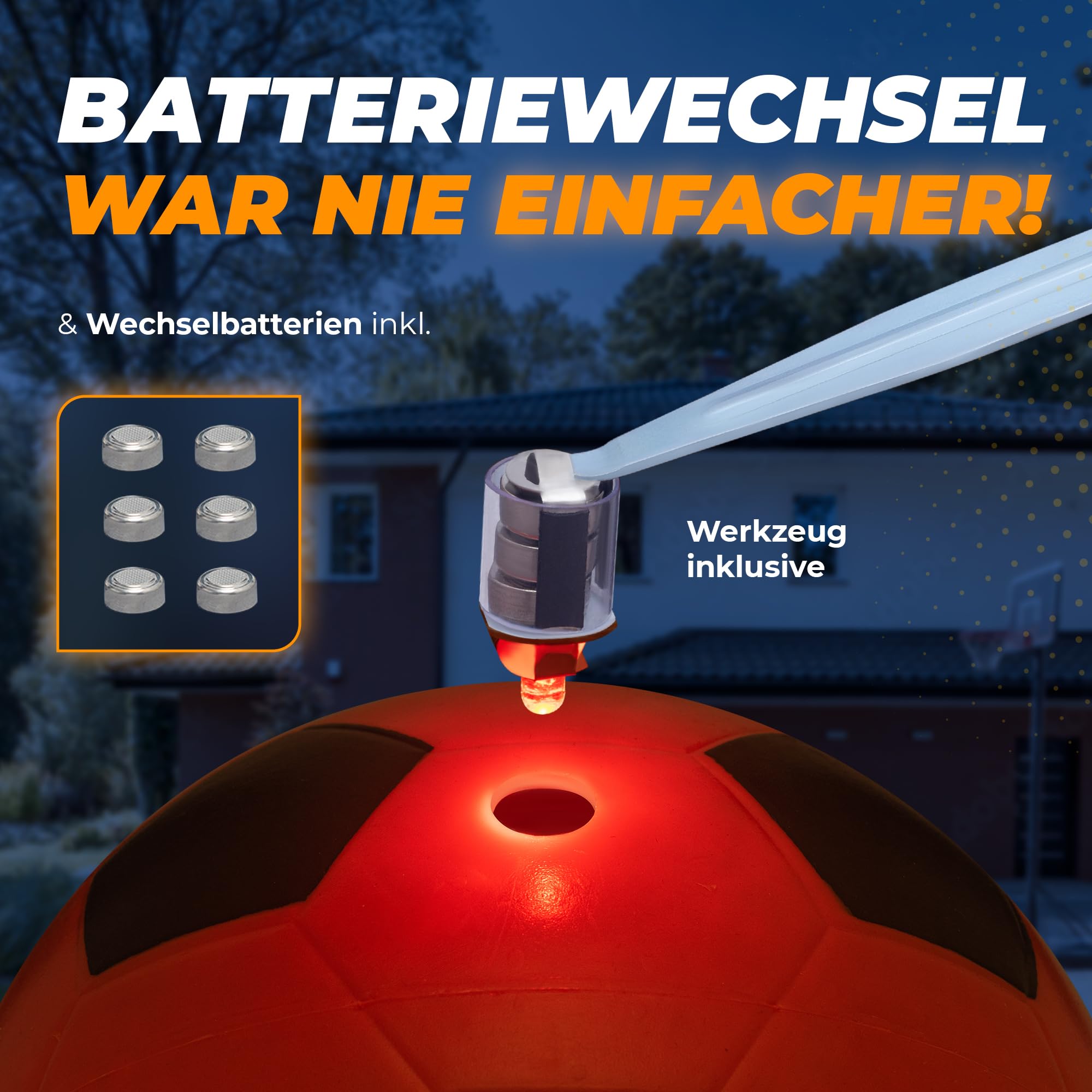 Leuchtfußball - Komplettset - Schwarz-Orange - Gr.3