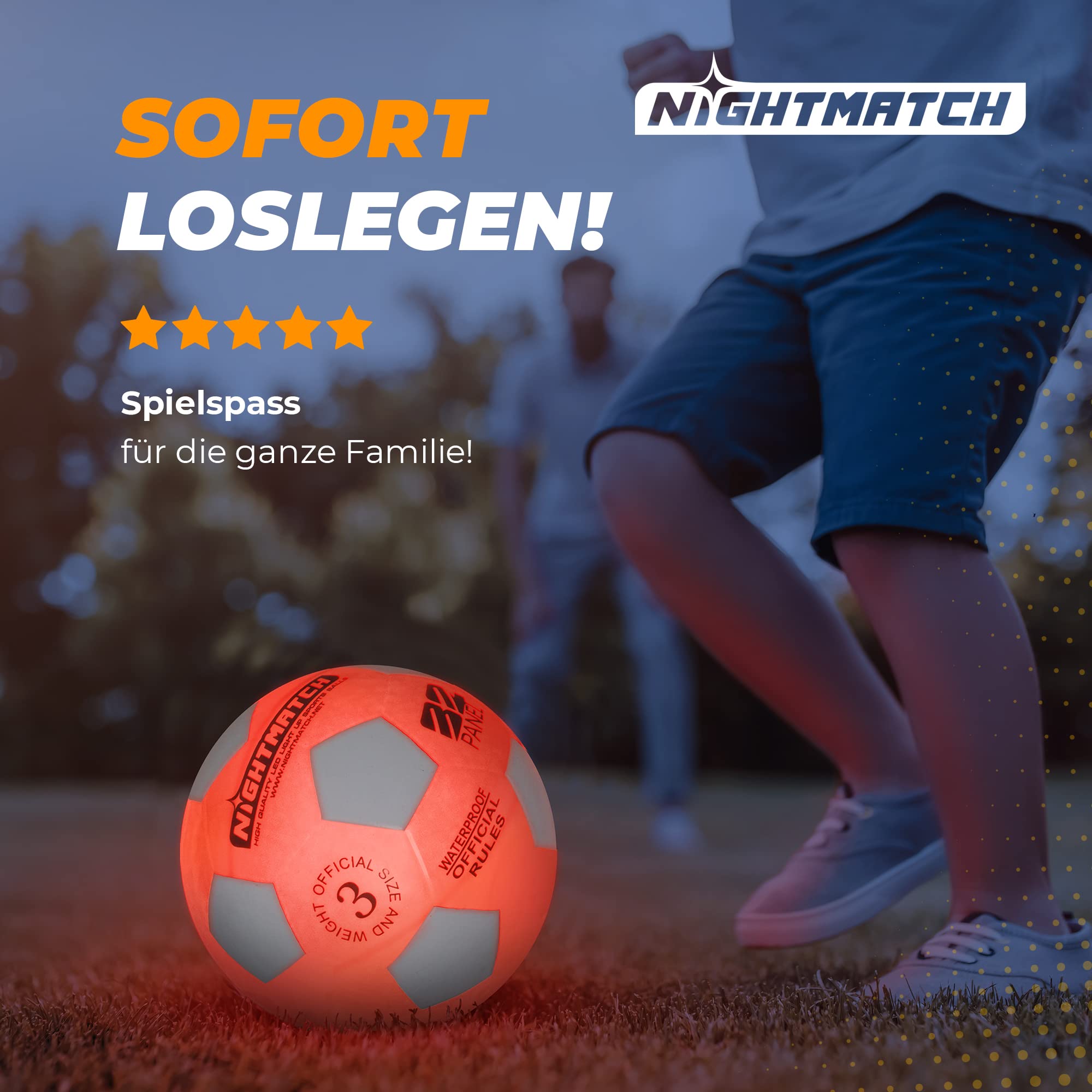 Leuchtfußball - Komplettset - Weiss-Orange - Gr.3