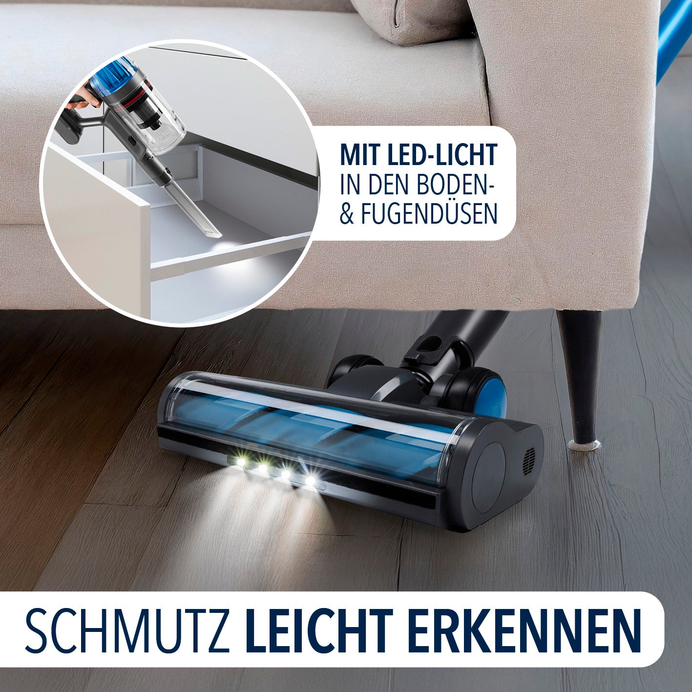 AeroTech 500 Staubsauger mit Absaugstation – Grau-Blau