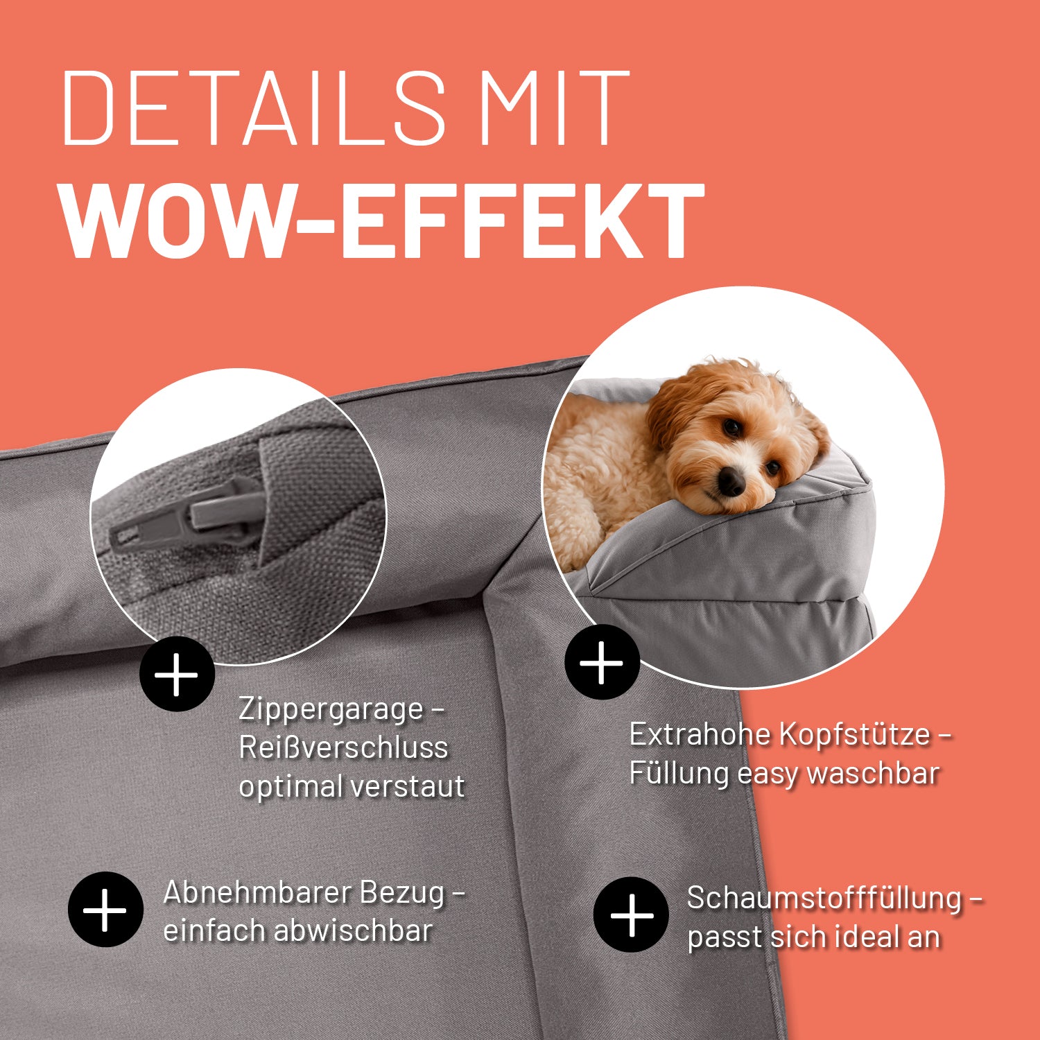 Komfort-Hundebett aus der LUMALAND Outdoor-Kollektion - Gr. S - 70 x 60 cm - Grau