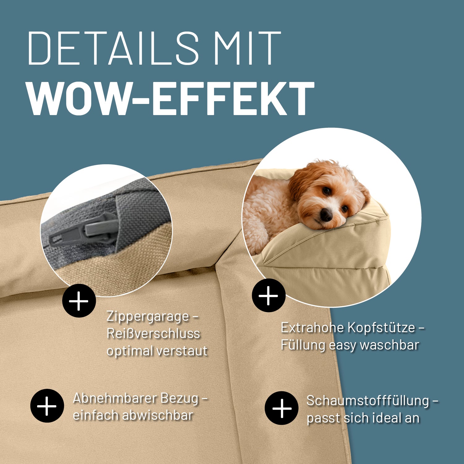 Komfort-Hundebett aus der LUMALAND Outdoor-Kollektion - Gr. S - 70 x 60 cm - Beige