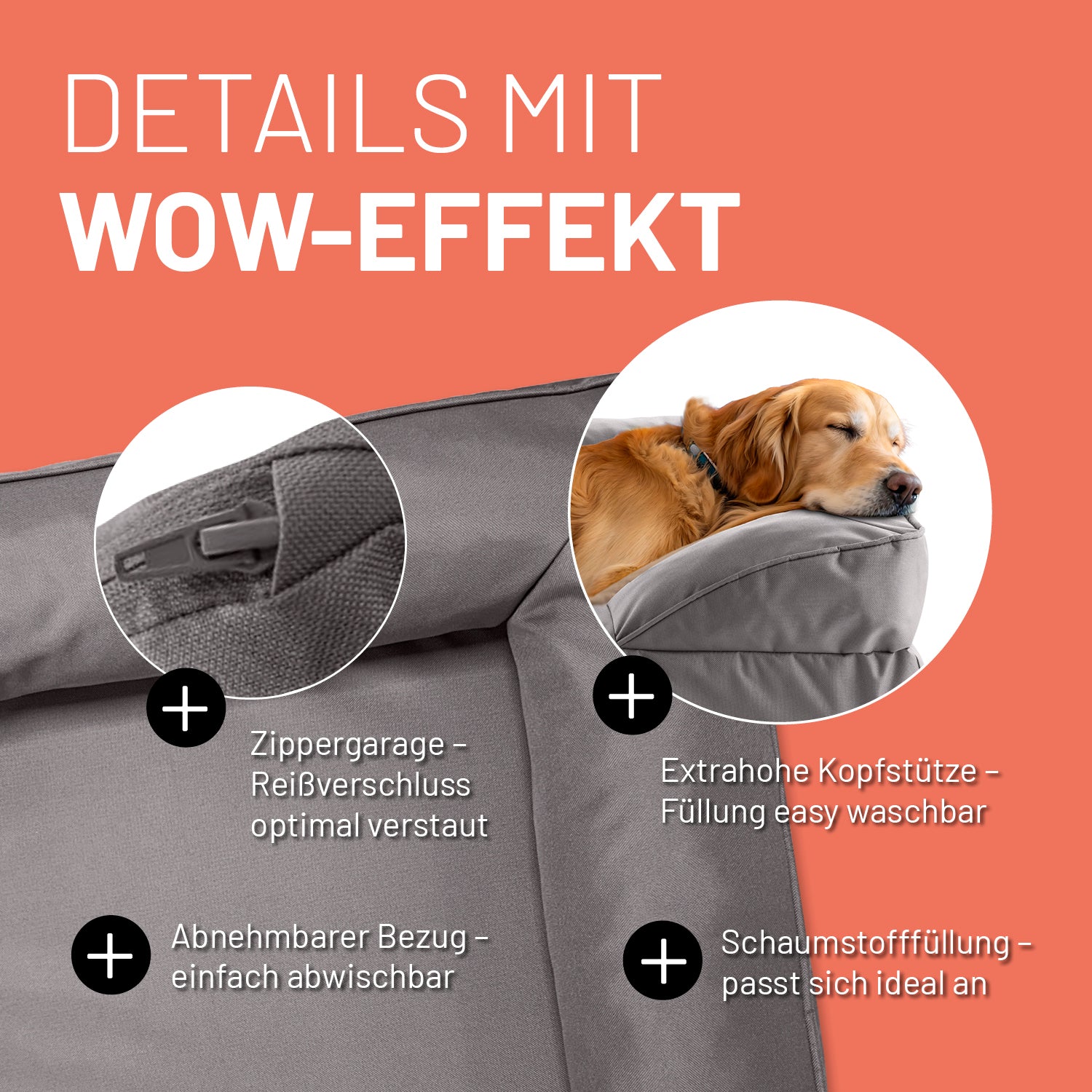 Komfort-Hundebett aus der LUMALAND Outdoor-Kollektion - Gr. L - 110 x 75 cm - Grau