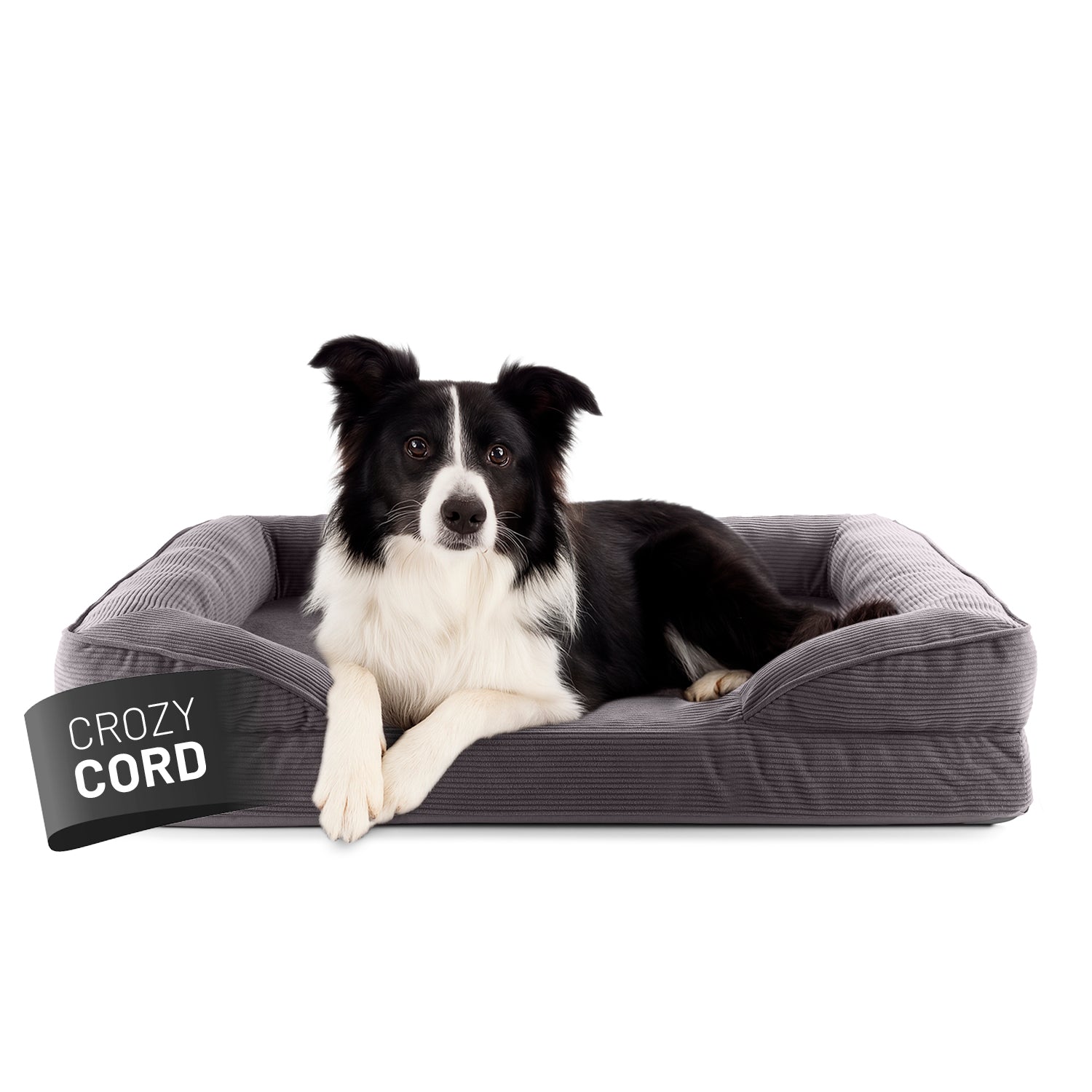 Komfort-Hundebett aus der LUMALAND Cord-Reihe - Gr. M - 90 x 65 cm - Grau