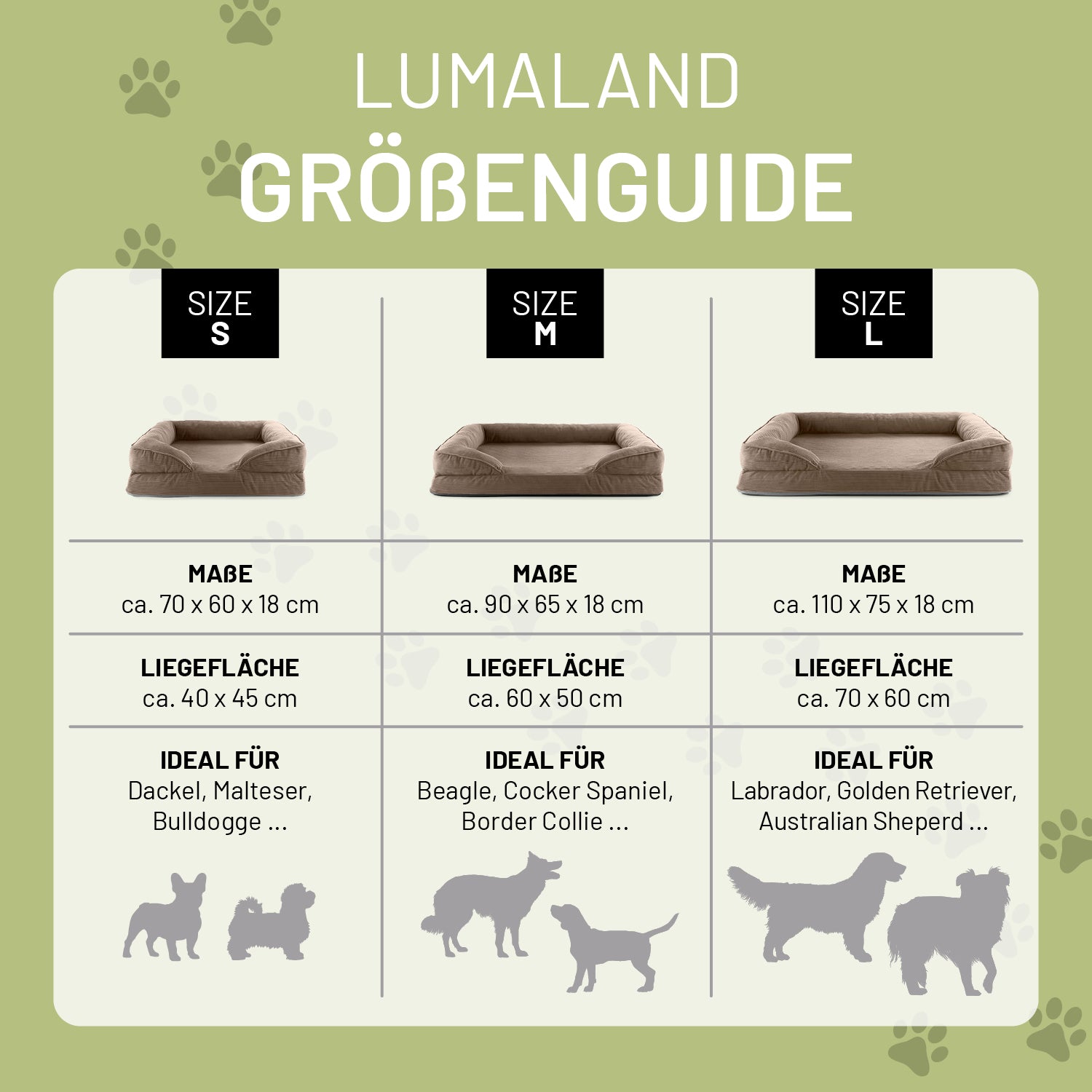 Komfort-Hundebett aus der LUMALAND Cord-Reihe - Gr. M - 90 x 65 cm - Grau