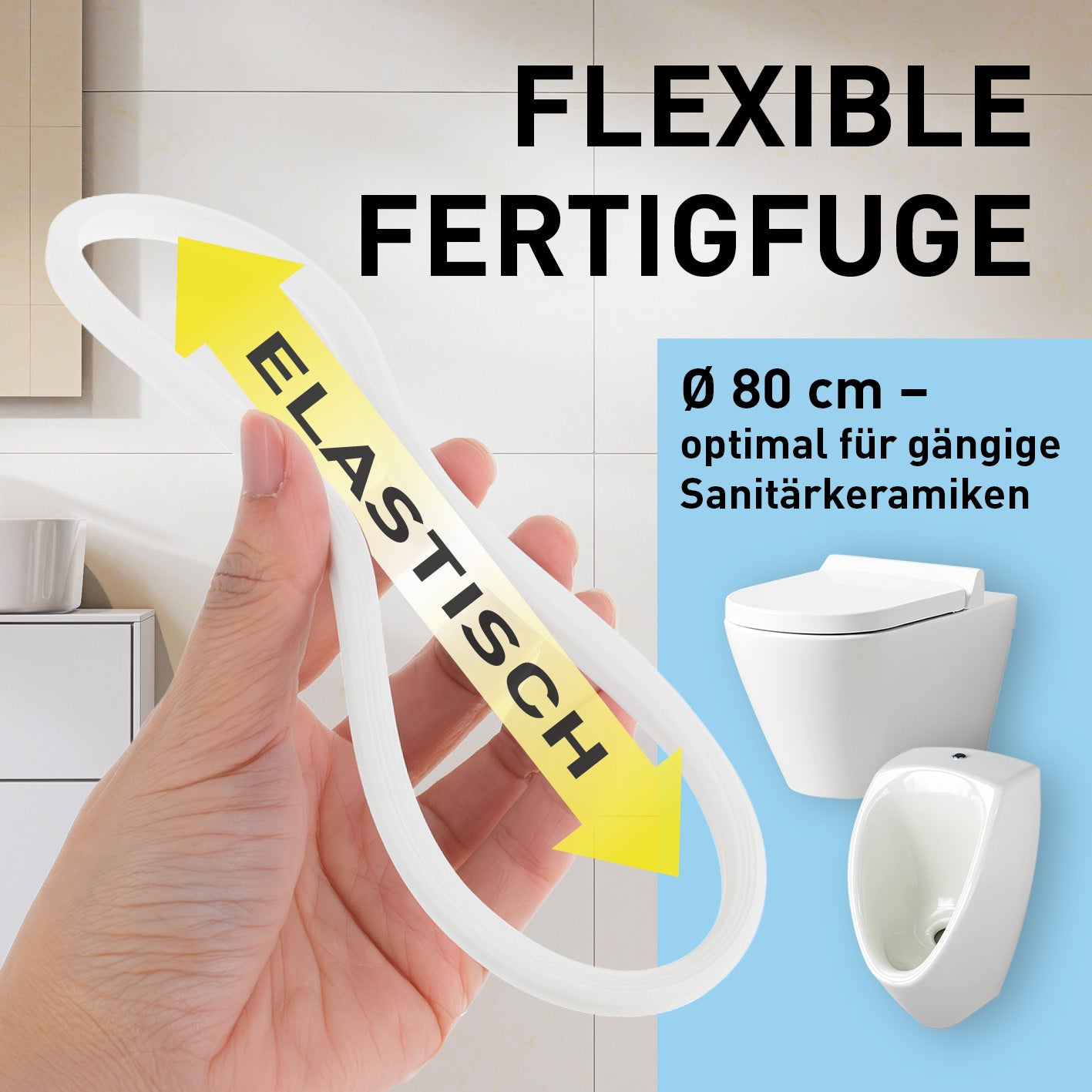Fugenring 80 cm für WC/Urinal elastisch und flexibel, Bild 6 aus Galerie, Maße 1417x1417 quadratisch