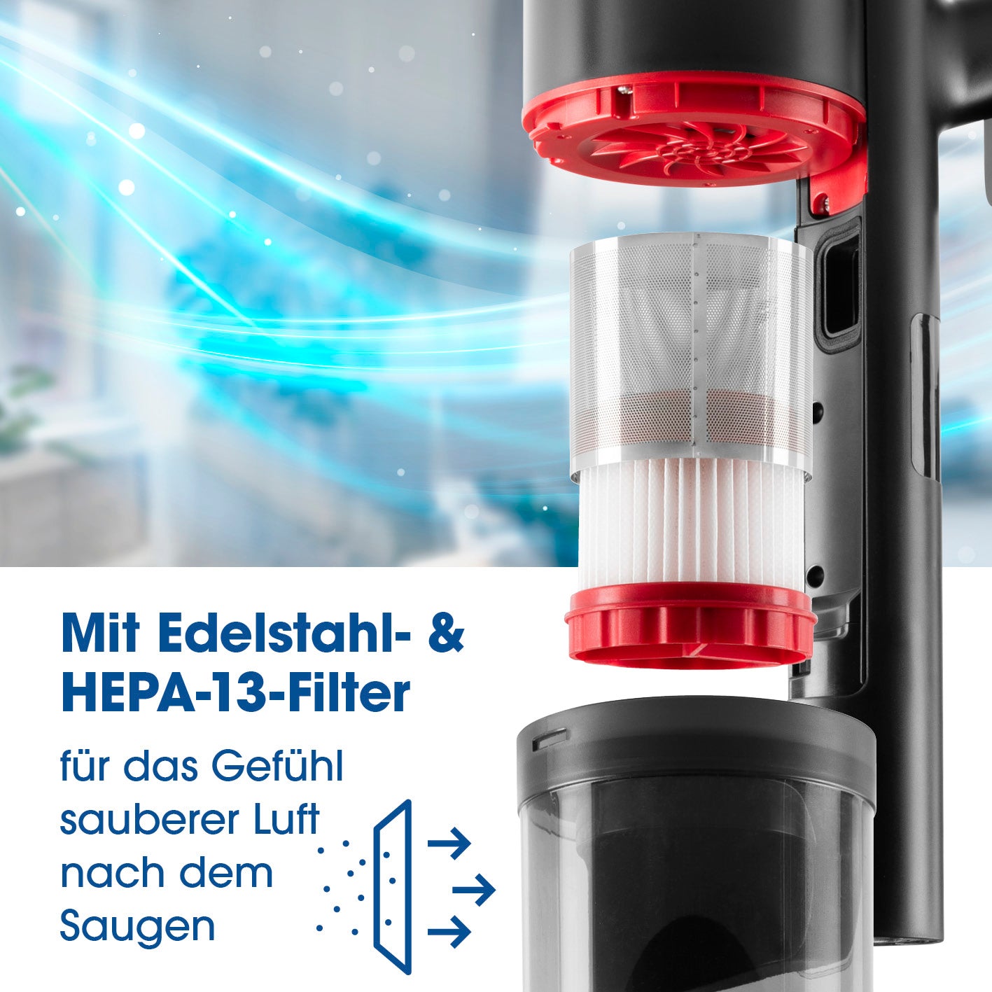 Akku-Zyklon-Staubsauger 22,2V - schwarz/rot