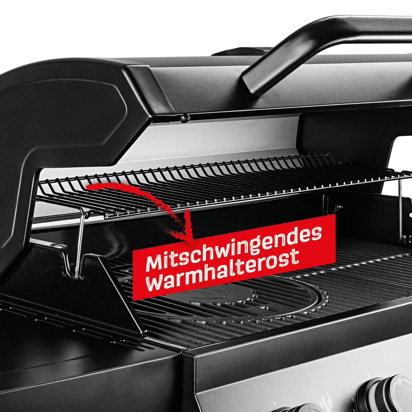 Gasgrill COOL BLACK 4.1 – 4 Brenner + Seitenbrenner mit mitschwingendem Warmhalterost und großer Grillfläche für flexible Grillzonen.