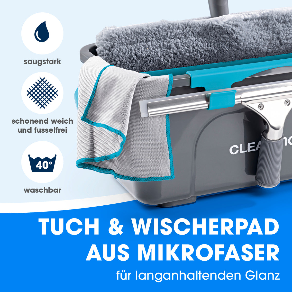 Fensterreiniger-Set Professional - 13-tlg. - Grau/Blau mit saugstarkem Mikrofasertuch