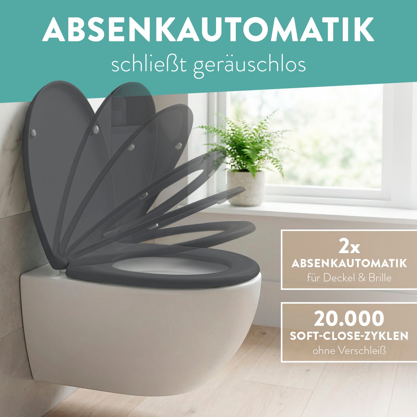 Premium Toilettendeckel - oval - dunkelgrau