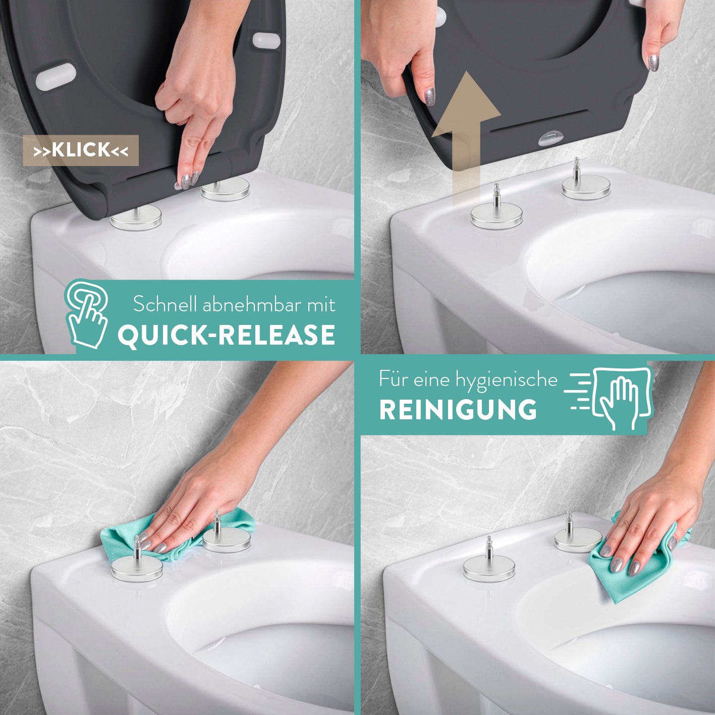 Premium Toilettendeckel - oval - dunkelgrau