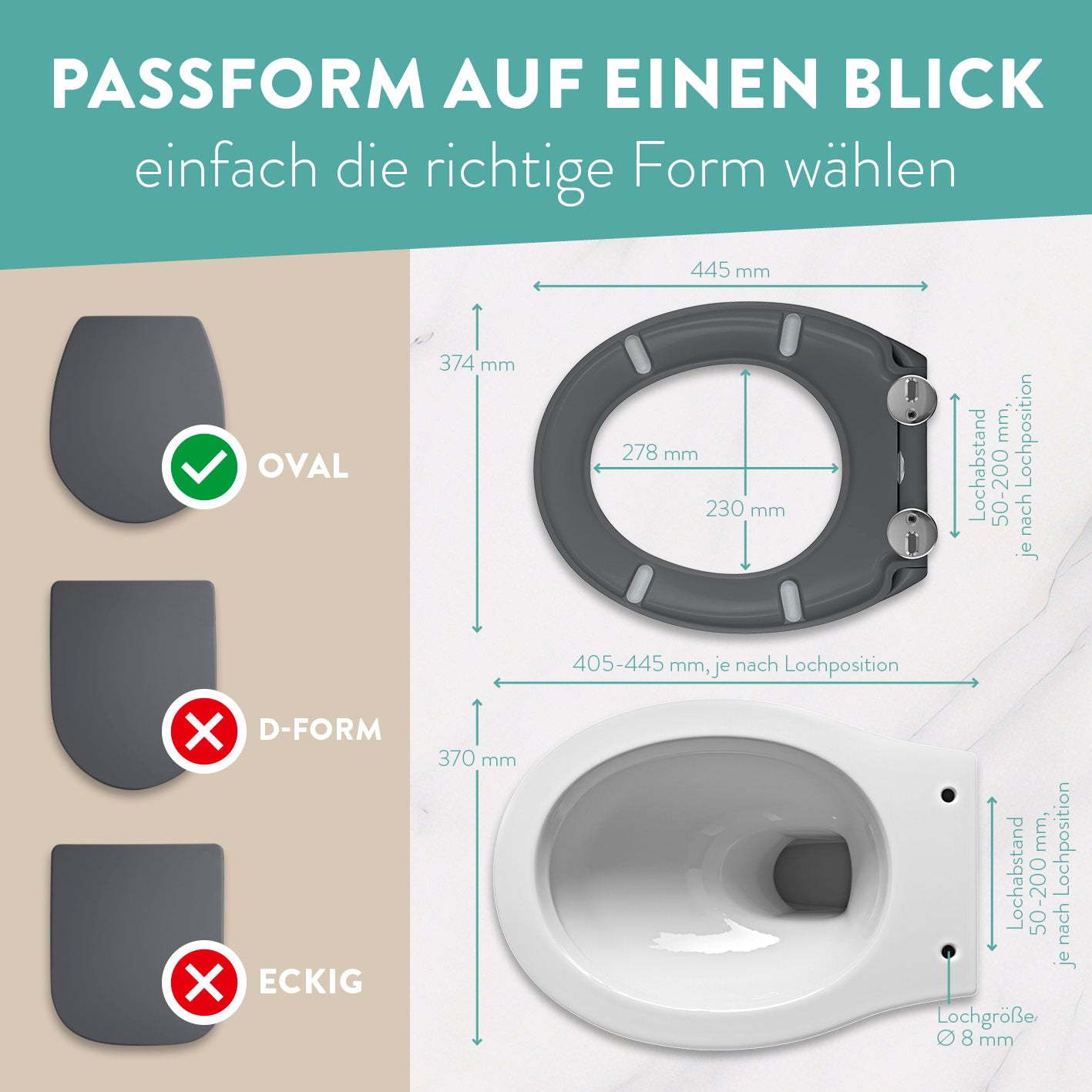 Premium Toilettendeckel - oval - dunkelgrau