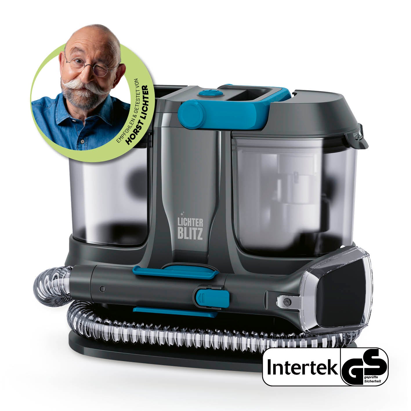 Waschsauger & Polsterreiniger Gerät mit 3-in-1 Funktion, empfohlen von Horst Lichter, quadratische Aufnahme Galerie 1, 1417x1417px.