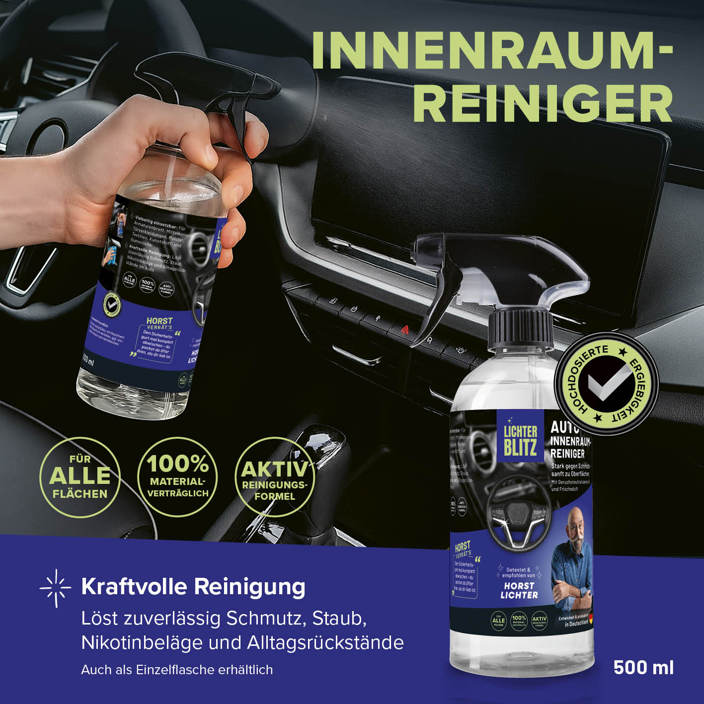 Reinigungsset Autoinnenräume – 4-teilig für kraftvolle, schonende Reinigung von allen Innenflächen im Auto, getestet von Horst Lichter.