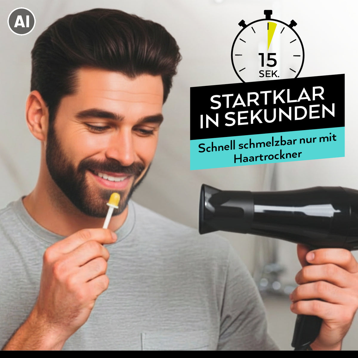 Wachs-Sticks zur Entfernung von Nasen- & Ohrenhaaren - 12er-Set, mit Haartrockner in 15 Sekunden schmelzbereit