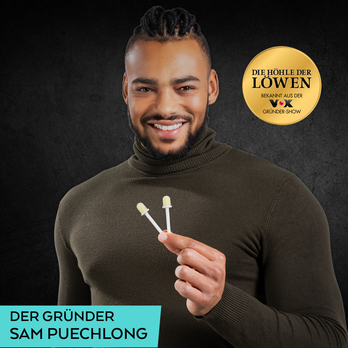Wachs-Sticks zur Entfernung von Nasen- & Ohrenhaaren - 12er-Set mit Gründer Sam Puechlong bei der Präsentation