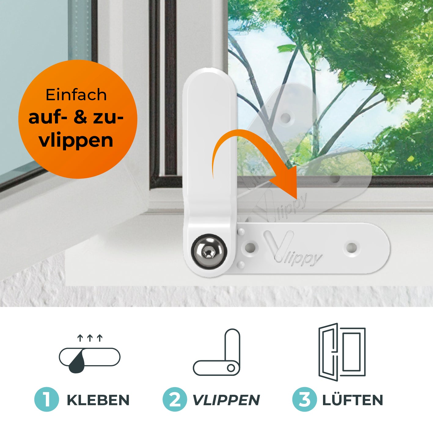Tür- & Fensterstopper - 4er-Set mit klebbarer Montage und flexiblem Klappmechanismus für einfache Lüftung und verstellbare Öffnungsweite.