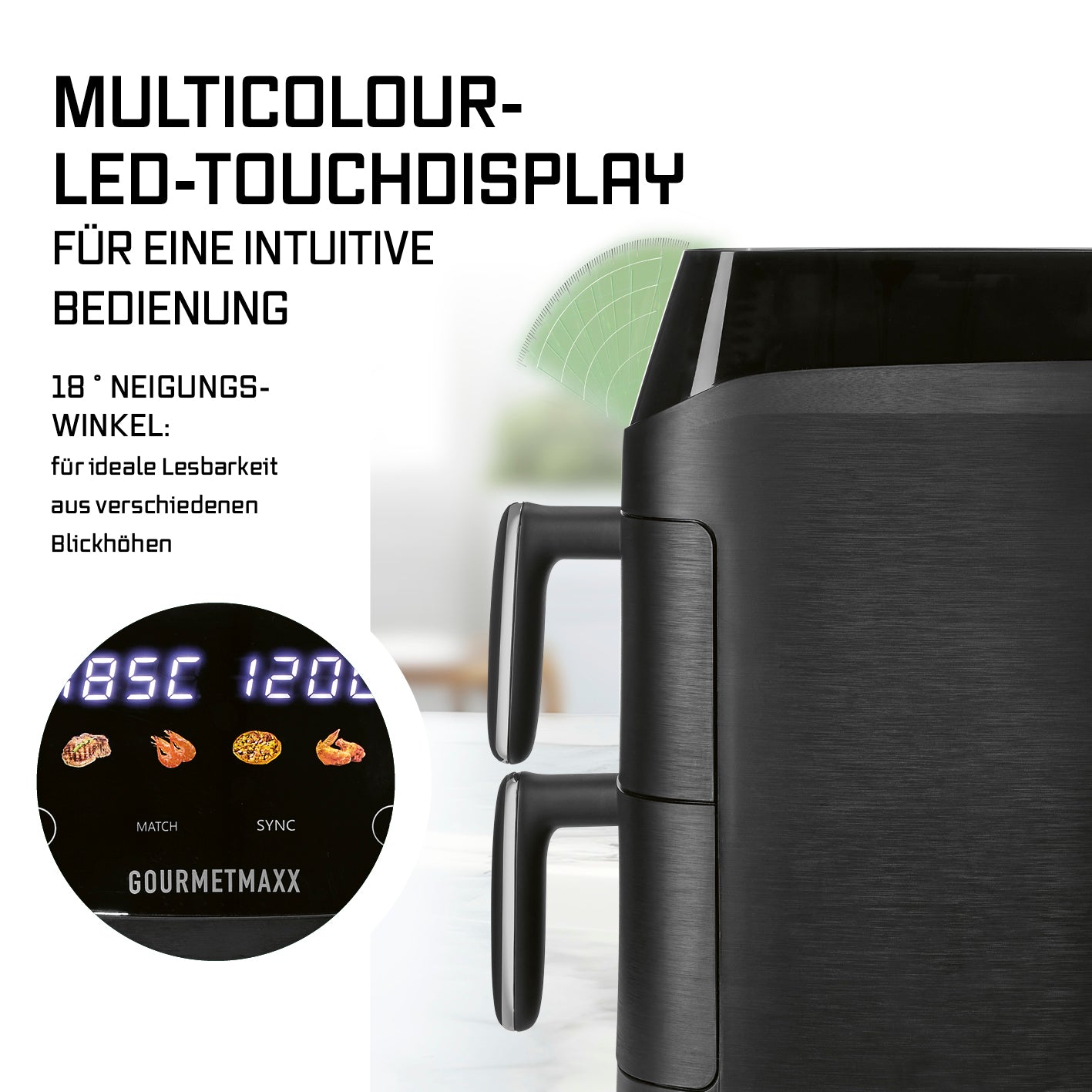 FryUp XS Vertikale Doppelkammer-Heißluftfritteuse - 5 Liter (2 x 2,5 l)