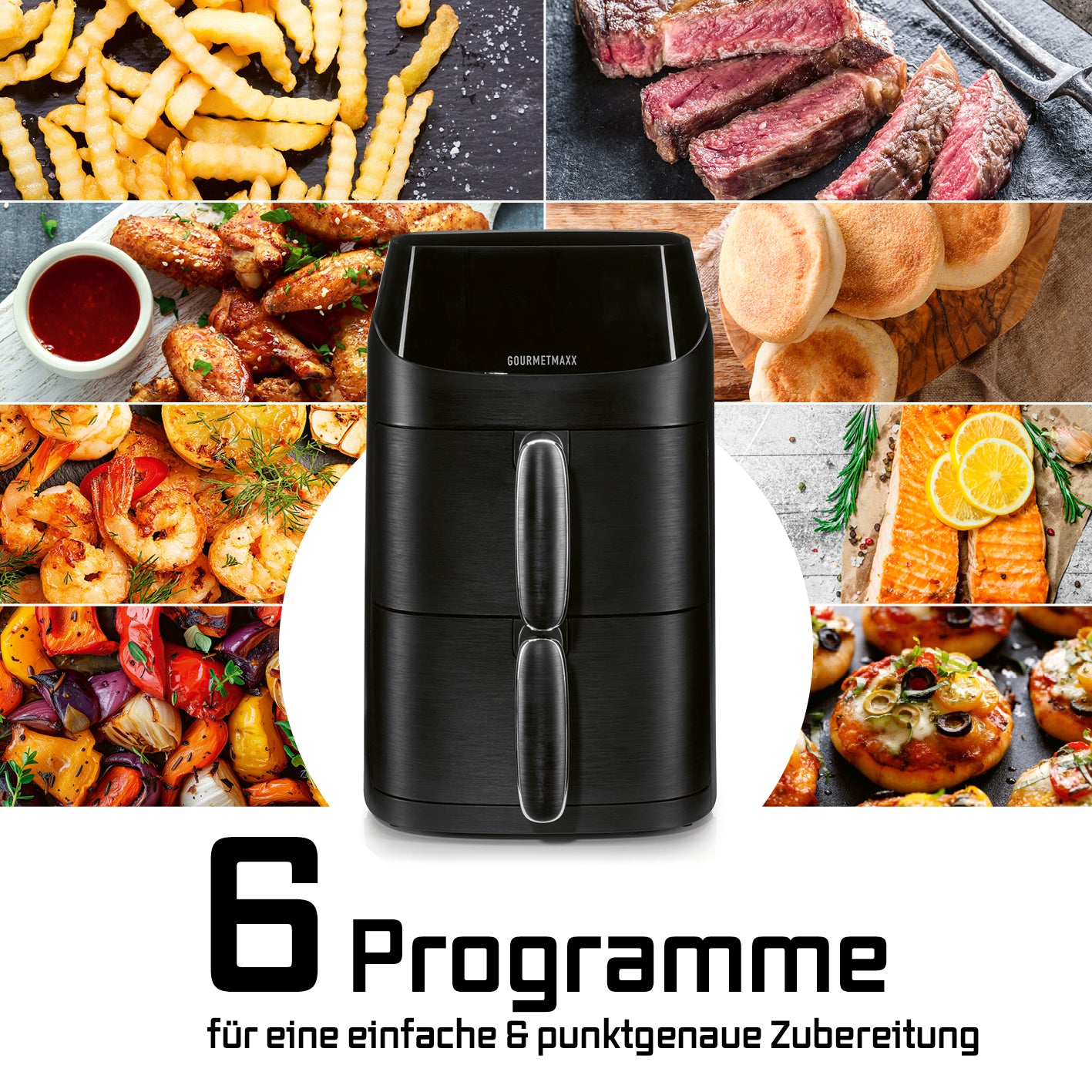 FryUp XS Vertikale Doppelkammer-Heißluftfritteuse - 5 Liter (2 x 2,5 l)