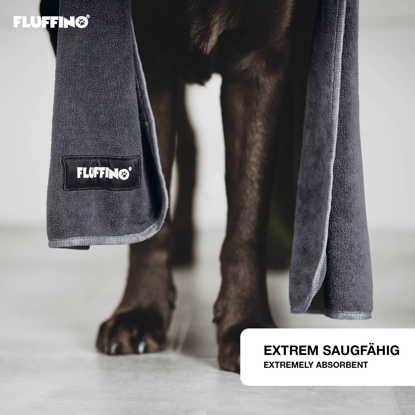 Hundehandtuch Mikrofaser – 2er-Pack (90 x 50 cm) – Dunkelgrau & Grau