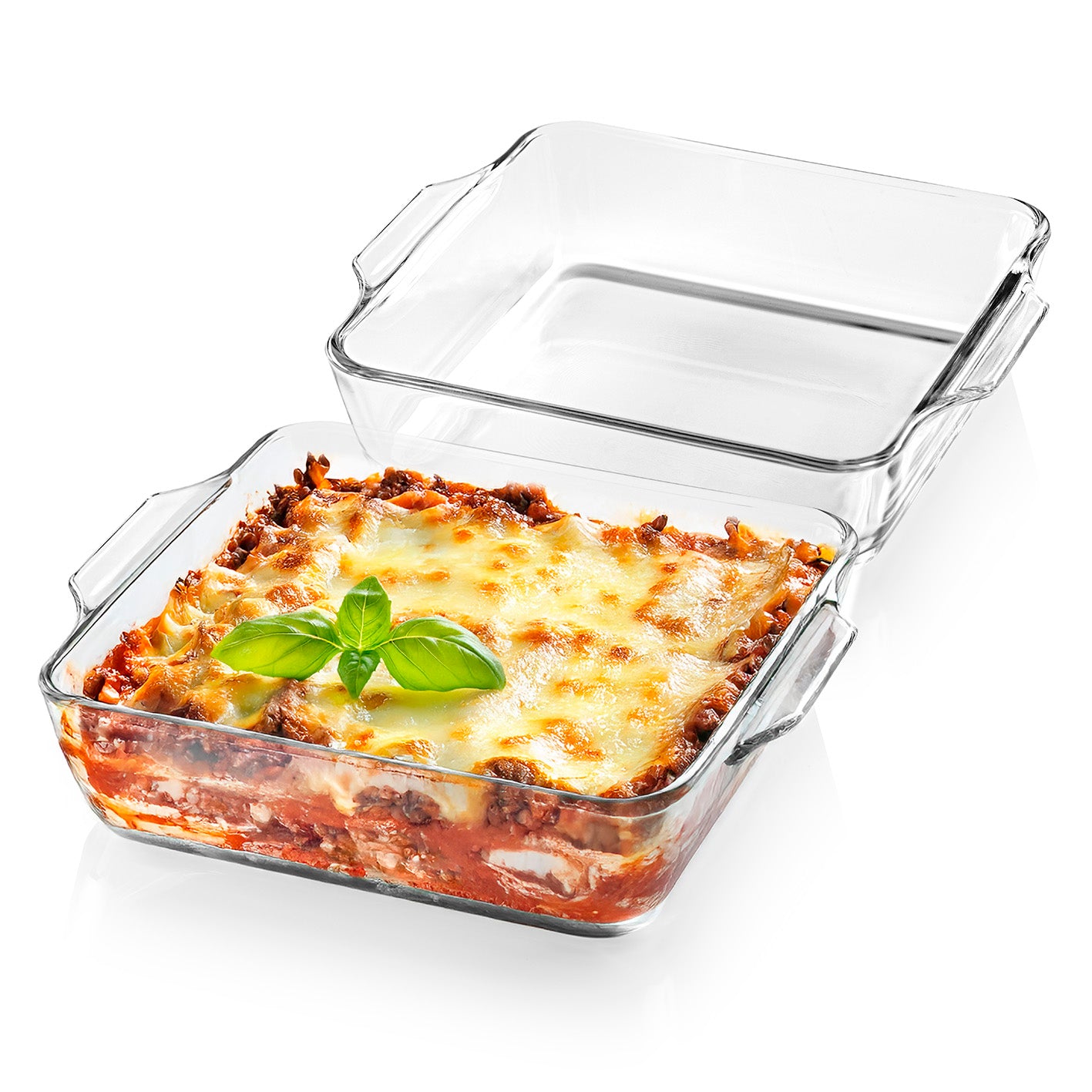 Glas-Auflaufform für Heißluftfritteuse & Backofen - 2er-Set - je 800 ml