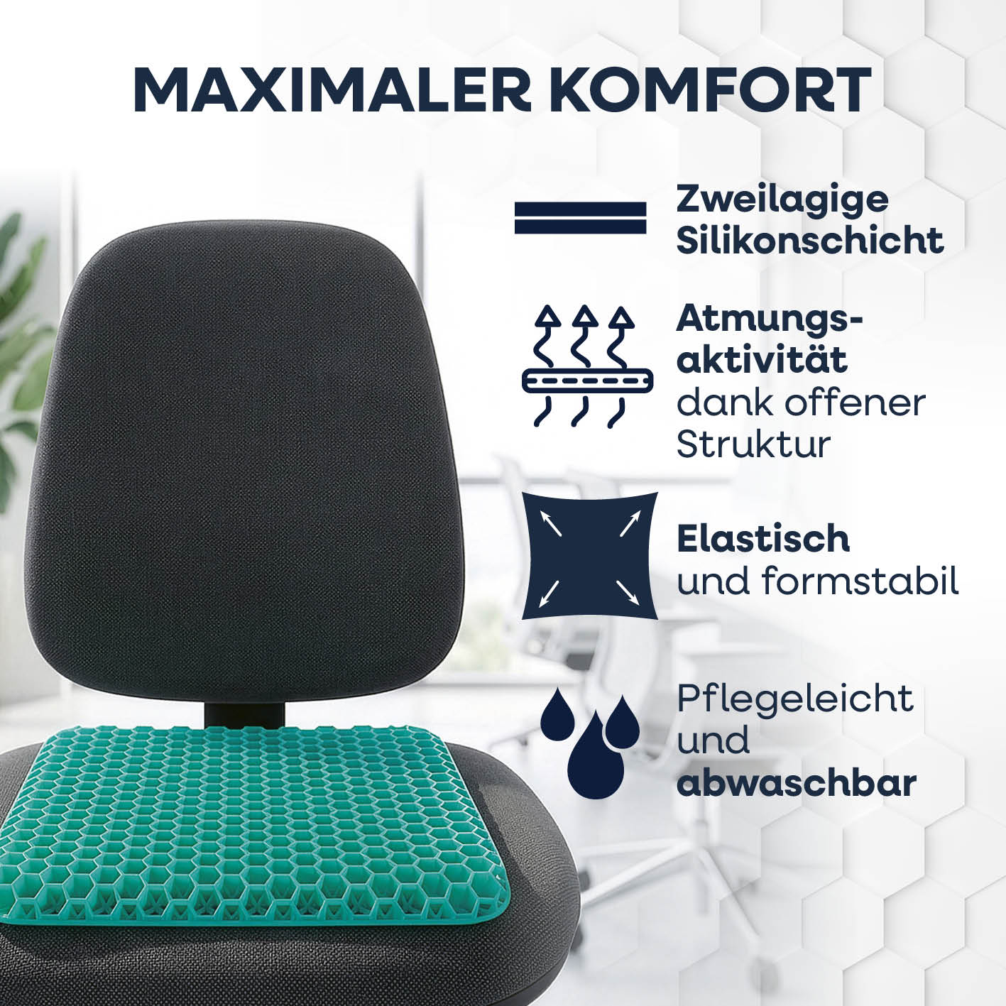 Komfort-Sitzkissen mit Wabenstruktur