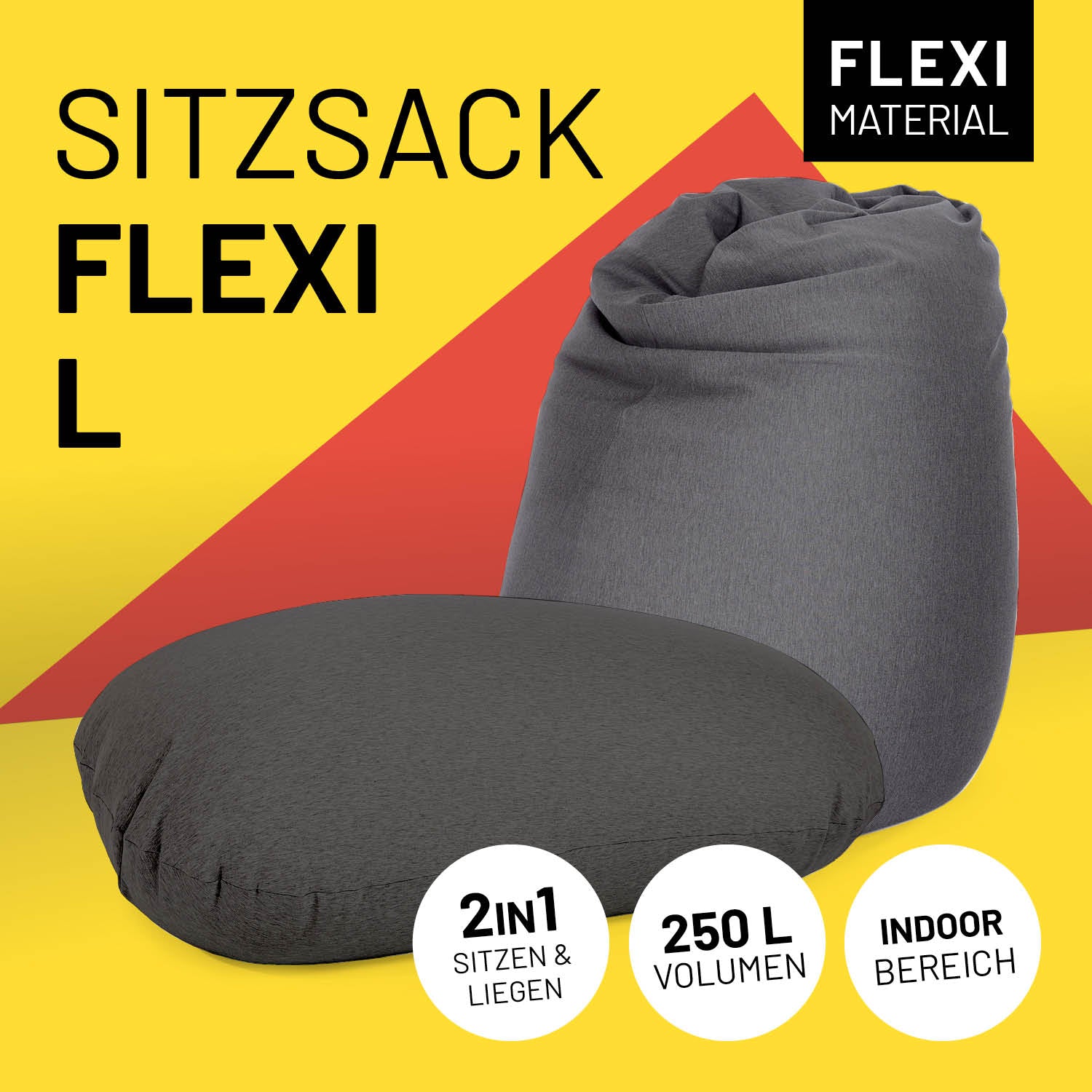Flexi Comfort Sitzsack (320 L) - indoor - Dunkelgrau