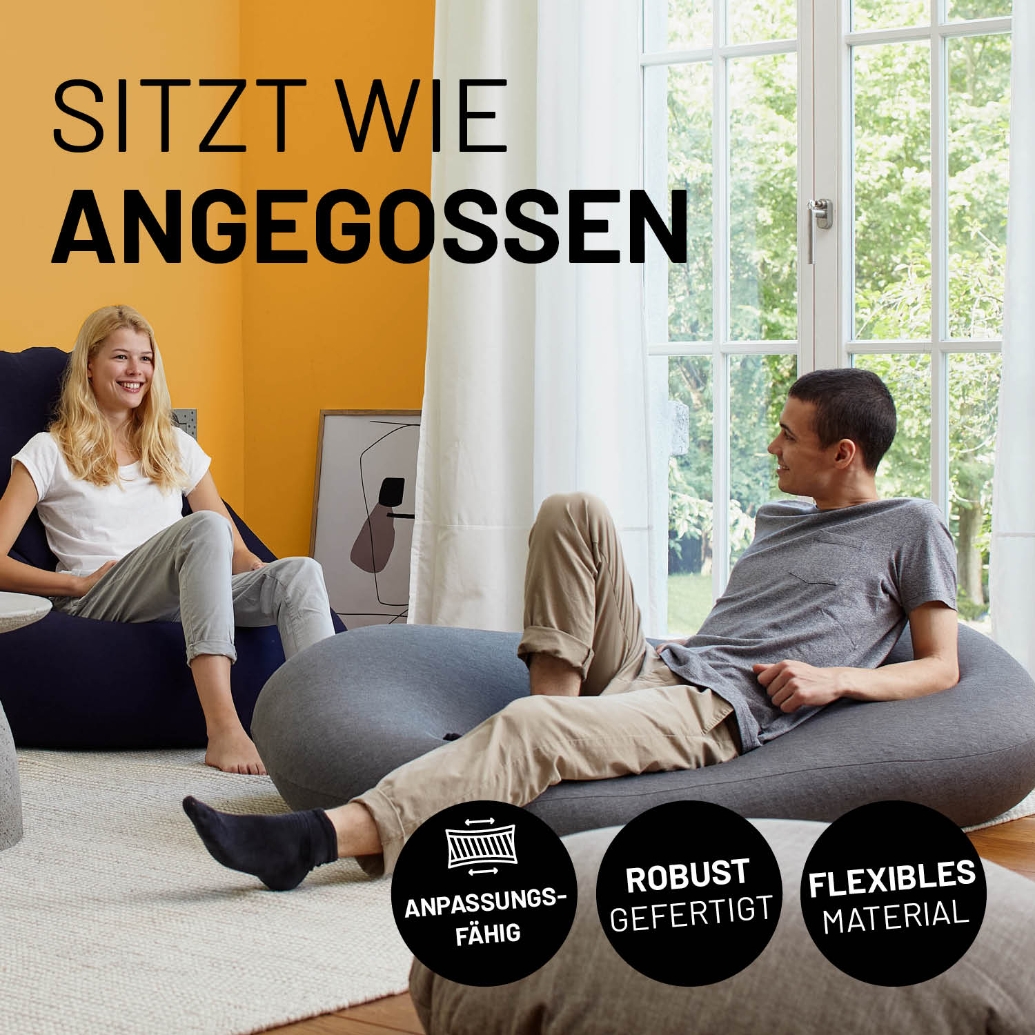 Flexi Comfort Sitzsack (320 L) Rot, ergonomisch, anpassungsfähig, robust und flexibel, perfekt für Wohnzimmer und entspanntes Sitzen.