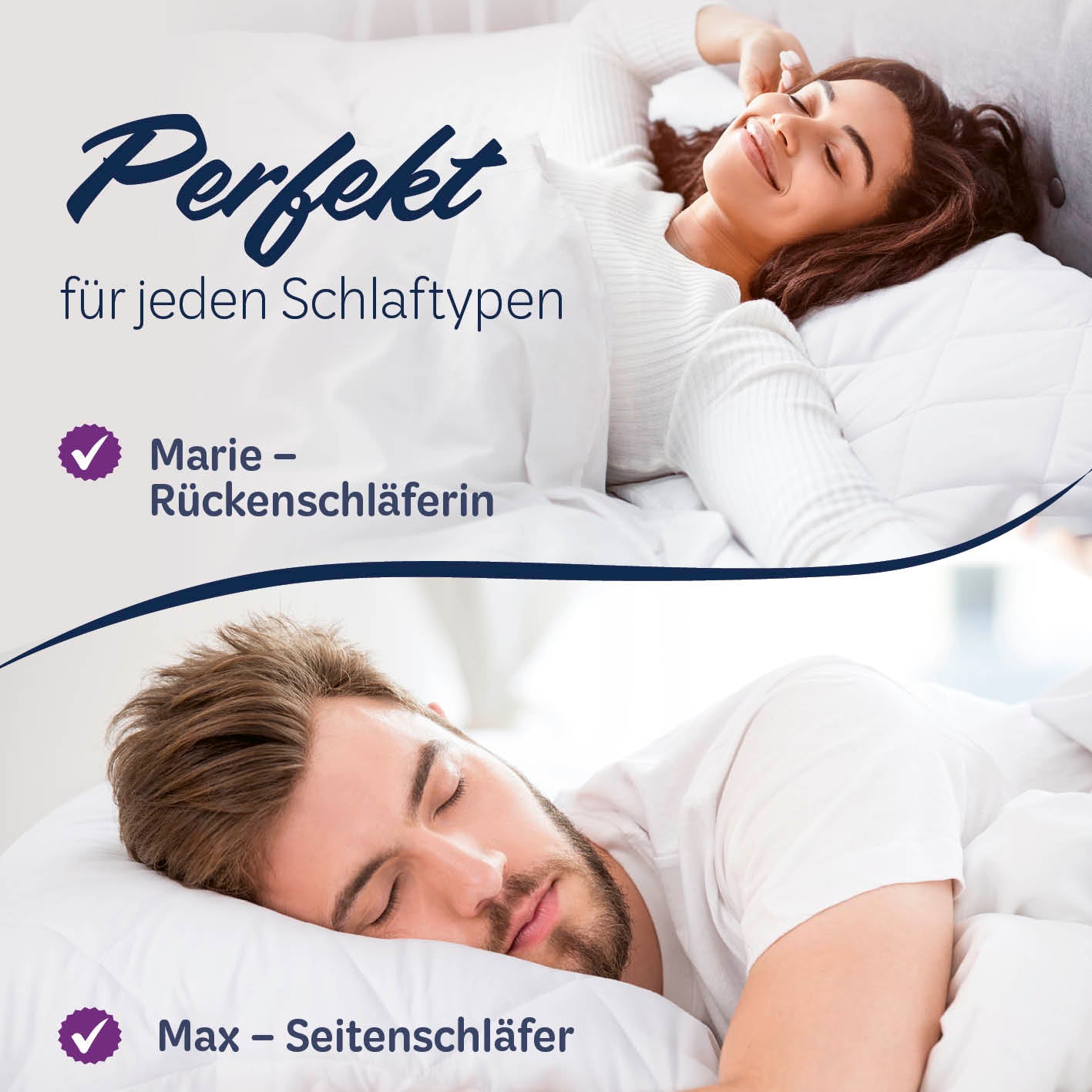 Microfaser Kopfkissen gesteppt - 80 x 80 cm - 2er-Set