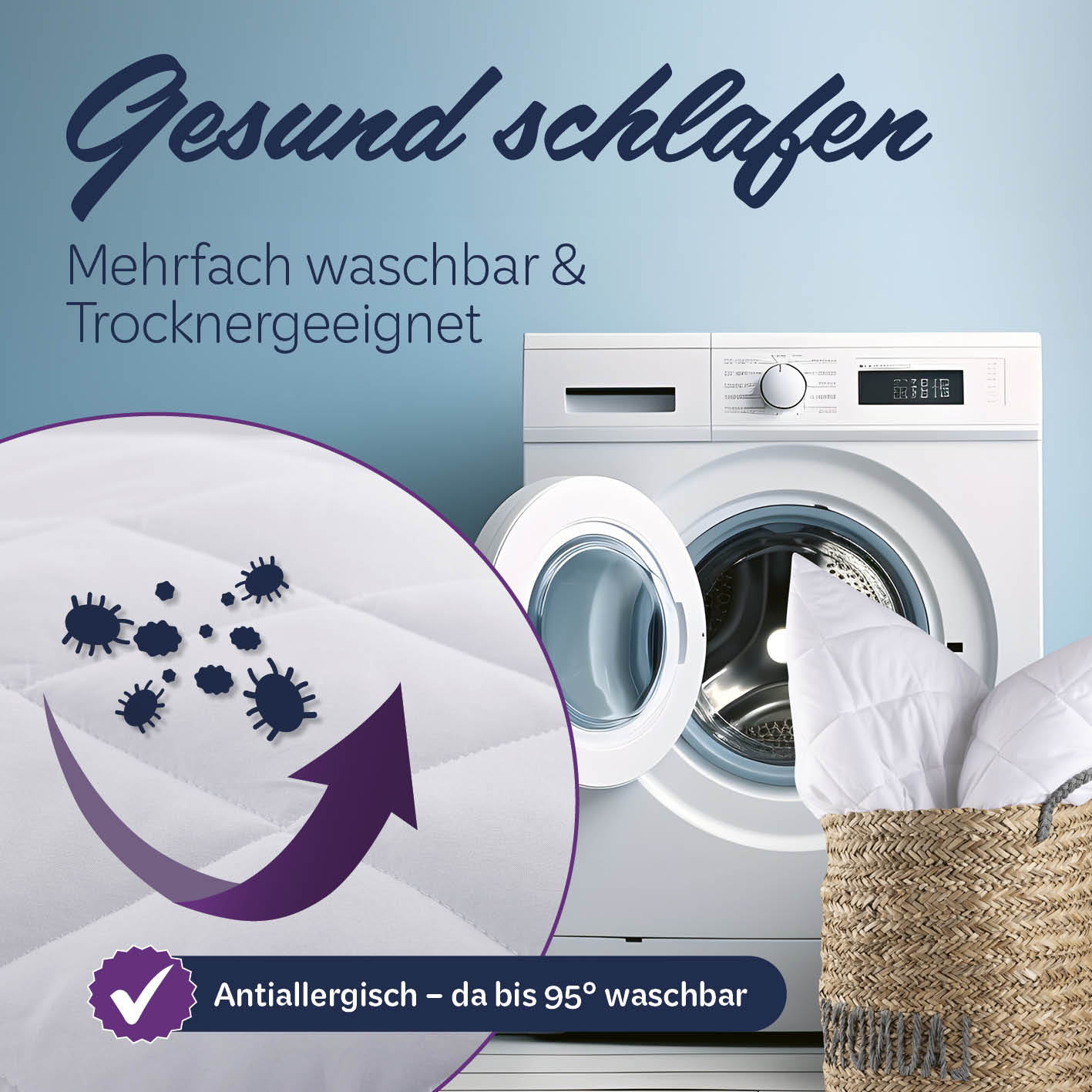 Microfaser Kopfkissen gesteppt - 80 x 80 cm - 2er-Set