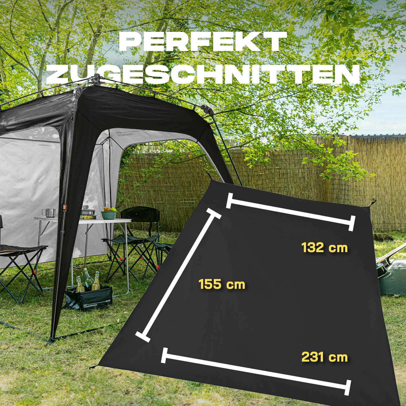 Pop Up Pavillon Gartenzelt - Seitenwand - Schwarz aus 190T Polyester, wetterfest und perfekt zugeschnitten für optimalen Schutz.