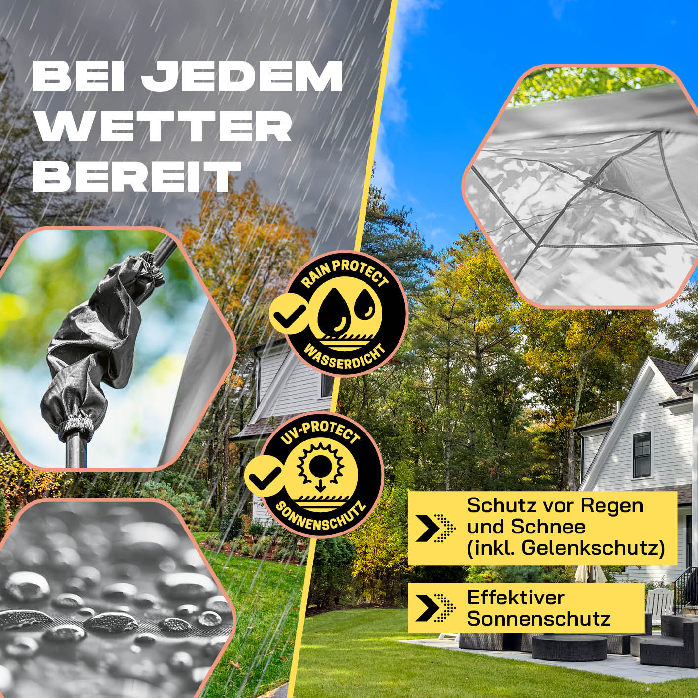 Pop up Pavillon - Hellgrau mit wasserdichtem und UV-beständigem Material für Schutz vor Regen, Schnee und Sonne bei jedem Wetter.