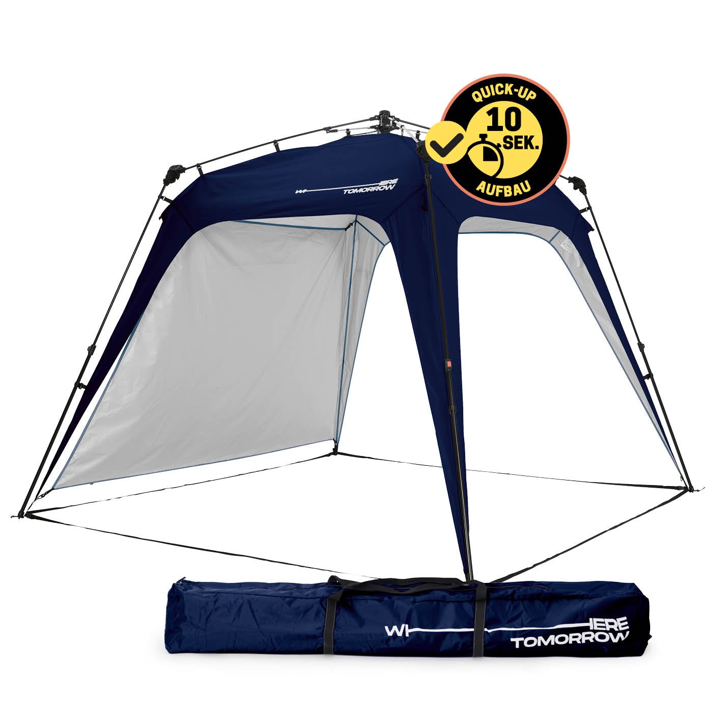 Pop up Pavillon - Navy mit schnellem 10-Sekunden-Aufbau, wasserfest, wetterfest und inklusive abnehmbarem Seitenteil von WHERE TOMORROW.