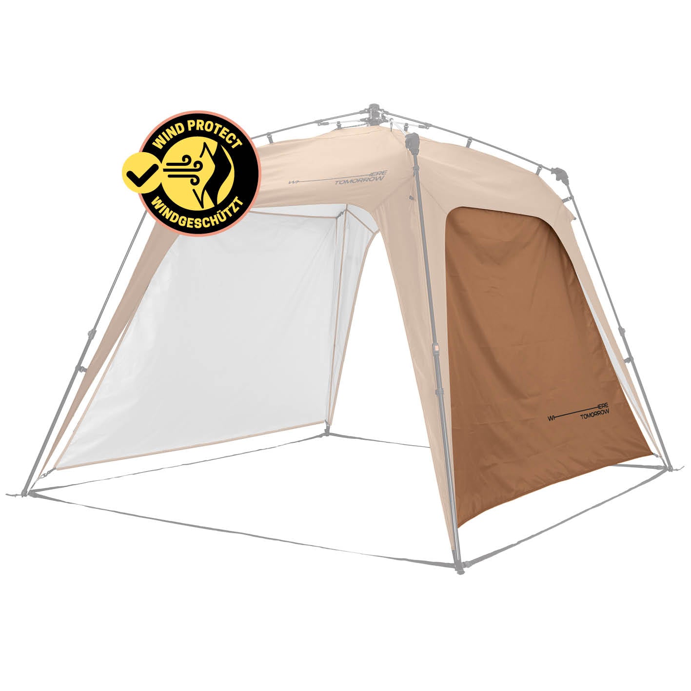 Pop Up Pavillon Gartenzelt - Seitenwand Kamelbraun aus langlebigem 190T Polyester, PU-beschichtet, schützt zuverlässig vor Wind und Wetter.
