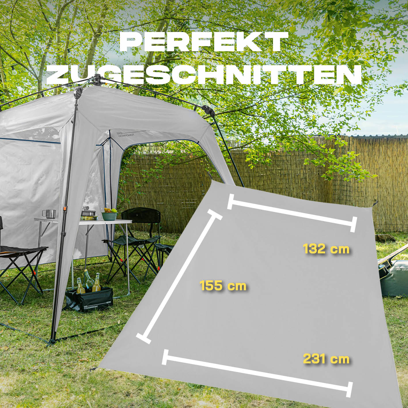 Pop Up Pavillon Gartenzelt - Seitenwand - Hellgrau