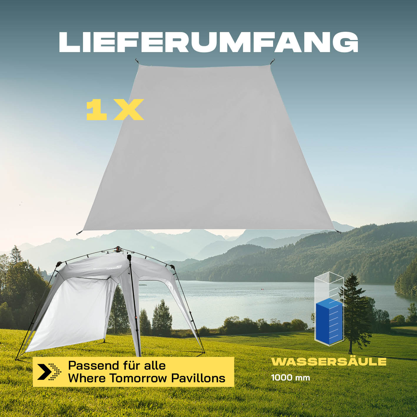 Pop Up Pavillon Gartenzelt - Seitenwand - Hellgrau
